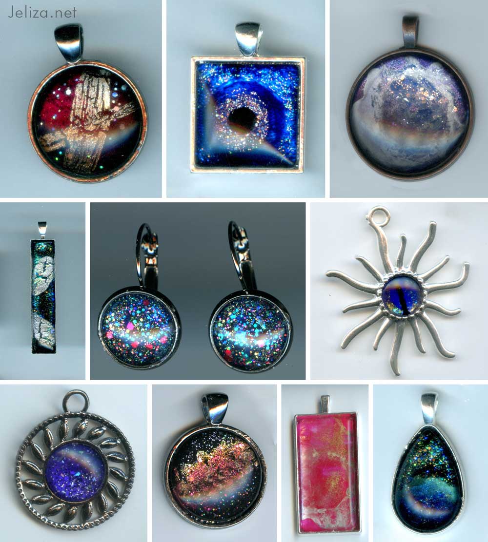 variety of space jewelry showing at MidAmericon 2