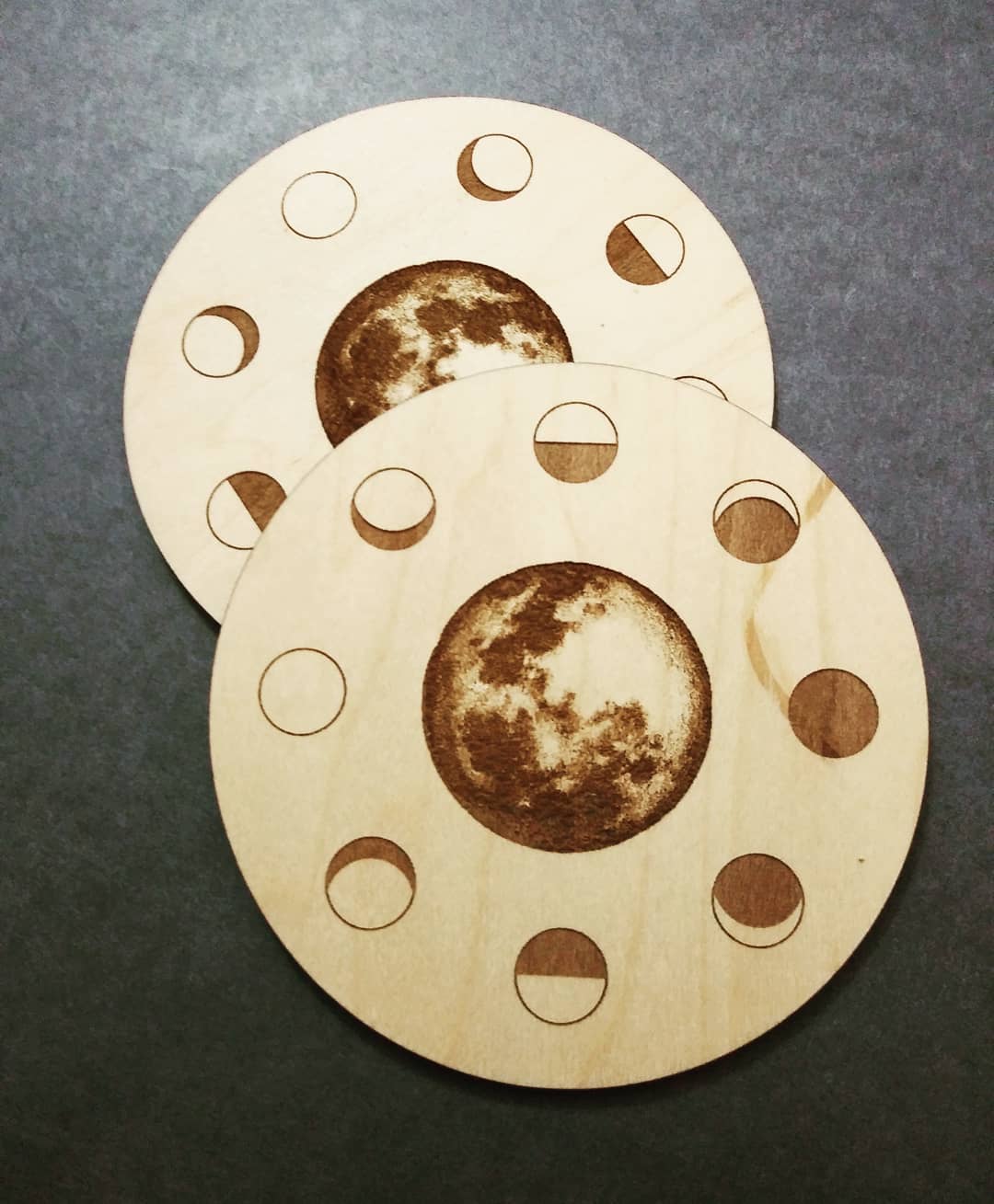 Will there be an end to me designing new coasters and new riffs on the phases of the moon anytime soon? Probably not. ? These will be with me at the Georgetown Trailer Park Mall Holiday Bizarre Bazaar this Saturday. #Seattle #moon #shoplocal #indieartist